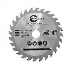 Диск пильный по дереву с твердосплавными напайками 150x22,2x1,5 мм; 28 зубьев INTERTOOL CT-3015