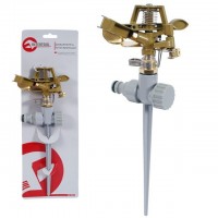 Дождеватель пульсирующий с полной/частичной зоной полива на костыле, круг/сектор полива до 12 м. Brass, Zinc all INTERTOOL GE-0052