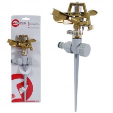 Дождеватель пульсирующий с полной/частичной зоной полива на костыле, круг/сектор полива до 12 м. Brass, Zinc all INTERTOOL GE-0052