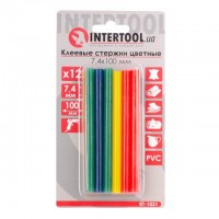 Комплект цветных клеевых стержней 7.4мм*100мм, 12шт INTERTOOL RT-1031