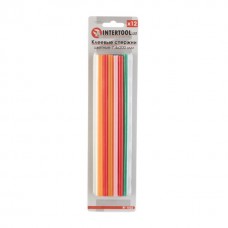 Комплект цветных клеевых стержней 7.4мм*200мм, 12шт INTERTOOL RT-1032