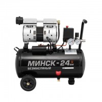 Компрессор Минск-24 БМ, 24л, 1.1 кВт, 220 В, 8 атм, 145 л/мин, малошумный, безмасляный, 2 цилиндра INTERTOOL PT-0019