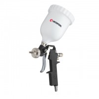 Краскопульт пневматический HP, форсунка 1.5мм, верхний пластиковый бачок 600мл, 3 регулировки, 5bar INTERTOOL PT-0210
