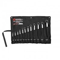 Набор накидных ключей 12шт., 6-32мм Cr-V, покрытие сатин-хром; DIN838 STORM INTERTOOL XT-1203