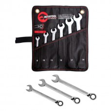Набор комбинированных ключей с трещоткой 6 ед., 8-19 мм Cr-V; PROF DIN3113 INTERTOOL XT-1301