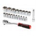 Набор головок 1/2" 8-32 мм., удлинитель, рукоятка с храповым механизмом 72 зуба, 20ед., Cr-V STORM INTERTOOL ET-8016