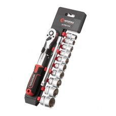 Набор головок 3/8" 10-24 мм., удлинитель, рукоятка с храповым механизмом 72 зуба, 12ед., Cr-V STORM INTERTOOL ET-8013