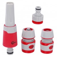 Насадка для полива с плавной регулировкой потока воды + адаптер с резьбой 1/2", 3/4" и 2 коннектора для шланга 1/2" INTERTOOL GE-0027