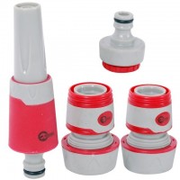 Насадка для полива с плавной регулировкой потока воды + адаптер с резьбой 1/2", 3/4" и 2 коннектора для шланга 3/4" INTERTOOL GE-0028