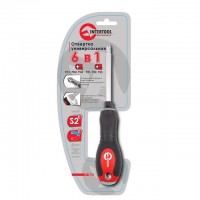 Отвертка крестовая 6 в 1 PH1, PH2, PH3, PZ1, PZ2, PZ3 INTERTOOL VT-1022