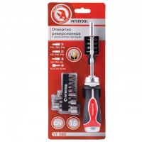 Отвертка реверсивная с комплектом насадок 14 ед. INTERTOOL VT-1002