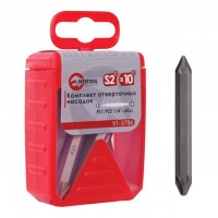 Комплект отверточных насадок PZ1/PZ2 1/4"x 60 мм - 10 шт. INTERTOOL VT-5786