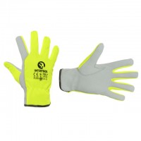 Перчатка кожаная комбинированная из высококачественной козьей кожи и флуоресцентной зеленой ткани 10" INTERTOOL SP-0172