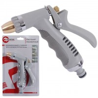 Пистолет-распылитель для полива хромированный с плавной регулировкой потока воды. ABS, PP, TPR, ZINC ALLOY, BRASS INTERTOOL GE-0013