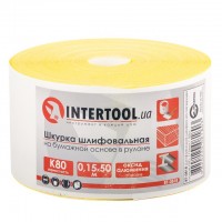 Шлифовальная шкурка на бумажной основе К80, 115мм*50м. INTERTOOL BT-0818