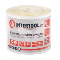 Шлифовальная шкурка на бумажной основе К240, 115мм*50м. INTERTOOL BT-0825