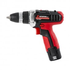 Дрель-шуруповерт аккумуляторная, Li-Ion 12В, 18Nm,1.3 Ач, 2 скорости, 0-400/0-1500об/мин, 2 аккумулятора, 1 час. зарядка INTERTOOL WT-0321