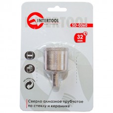 Сверло алмазное трубчатое по стеклу и керамике 32 мм INTERTOOL SD-0360