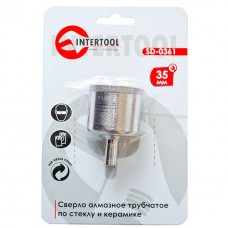 Сверло алмазное трубчатое по стеклу и керамике 35 мм INTERTOOL SD-0361