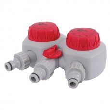 Таймер подачи воды для полива, 2х канальный, автоматический с фильтром + 3 адаптера с резьбой 1/2" INTERTOOL GE-2012